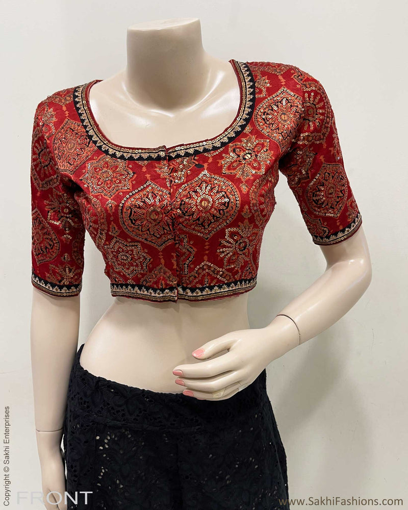 BL-R50391 Red Ajrakh Blouse