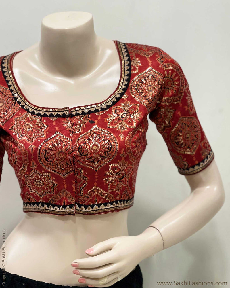 BL-R50391 Red Ajrakh Blouse