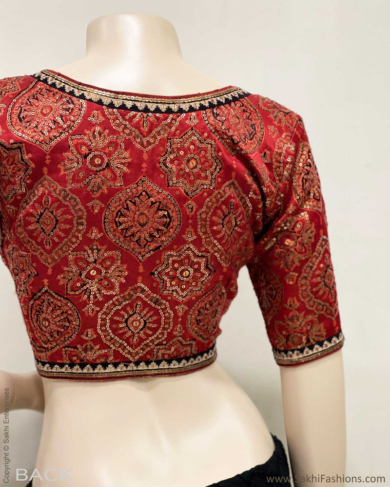BL-R50391 Red Ajrakh Blouse
