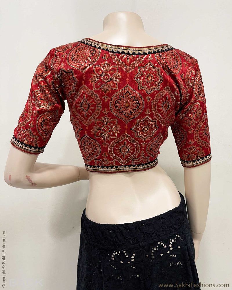 BL-R50391 Red Ajrakh Blouse