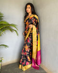 EE-S55040 Black Flora Tussar Sari