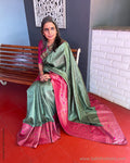 EE-S56820 Green Tussar Cutwork