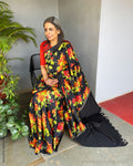 EE-S58217 Floral Black Kanchi sari
