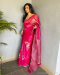 EE-S48804 Pink Organza sari