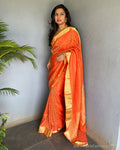 EE-S50933 Orange Crepe Sari