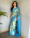 EE-S54594 Blue Tiedye Sari