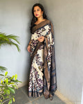 EE-S58811 Black Flora Tussar Sari