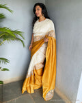 EE-V00050 Mustard Cutwork Tussar