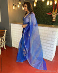 EE-V00159 Blue Organza sari