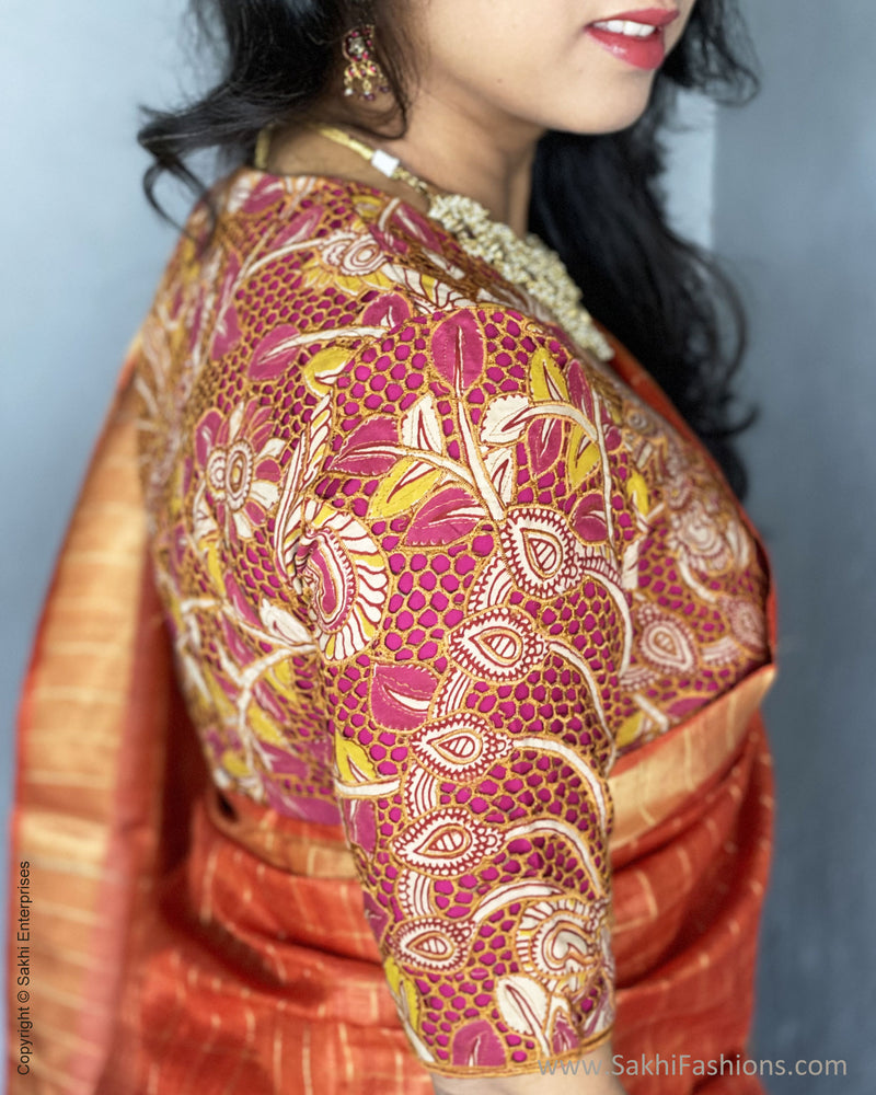 EE-S47310 Orange Tussar Sari