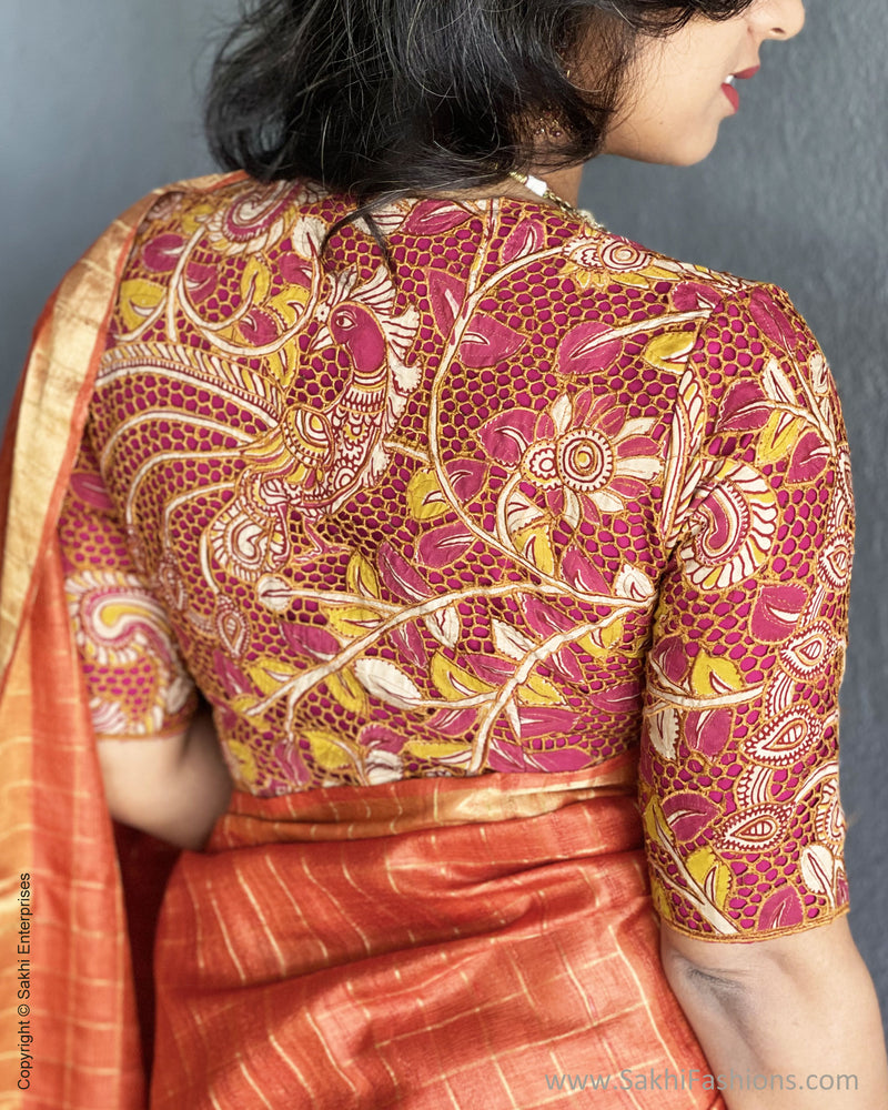 EE-S47310 Orange Tussar Sari