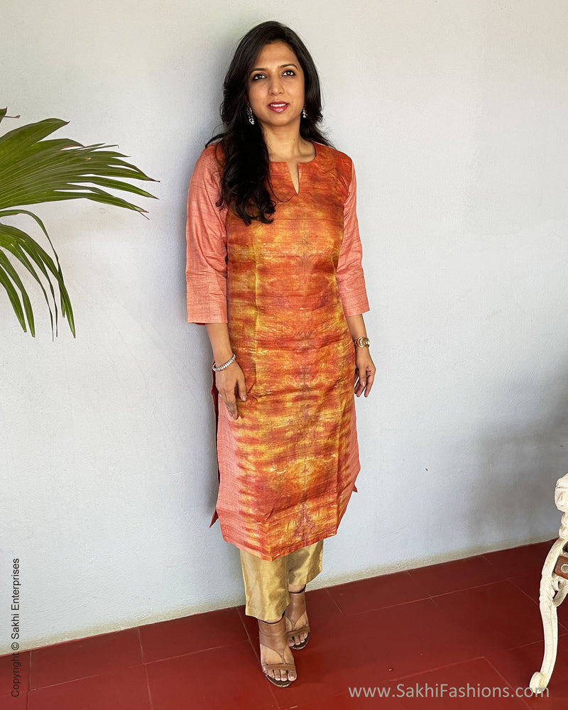 EE-V00585 Orange Tussar Salwar