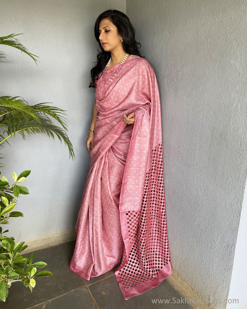 EE-V00971 Pink Tussar cutwork