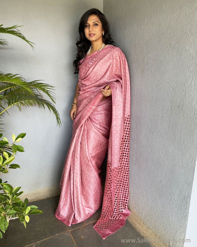 EE-V00971 Pink Tussar cutwork