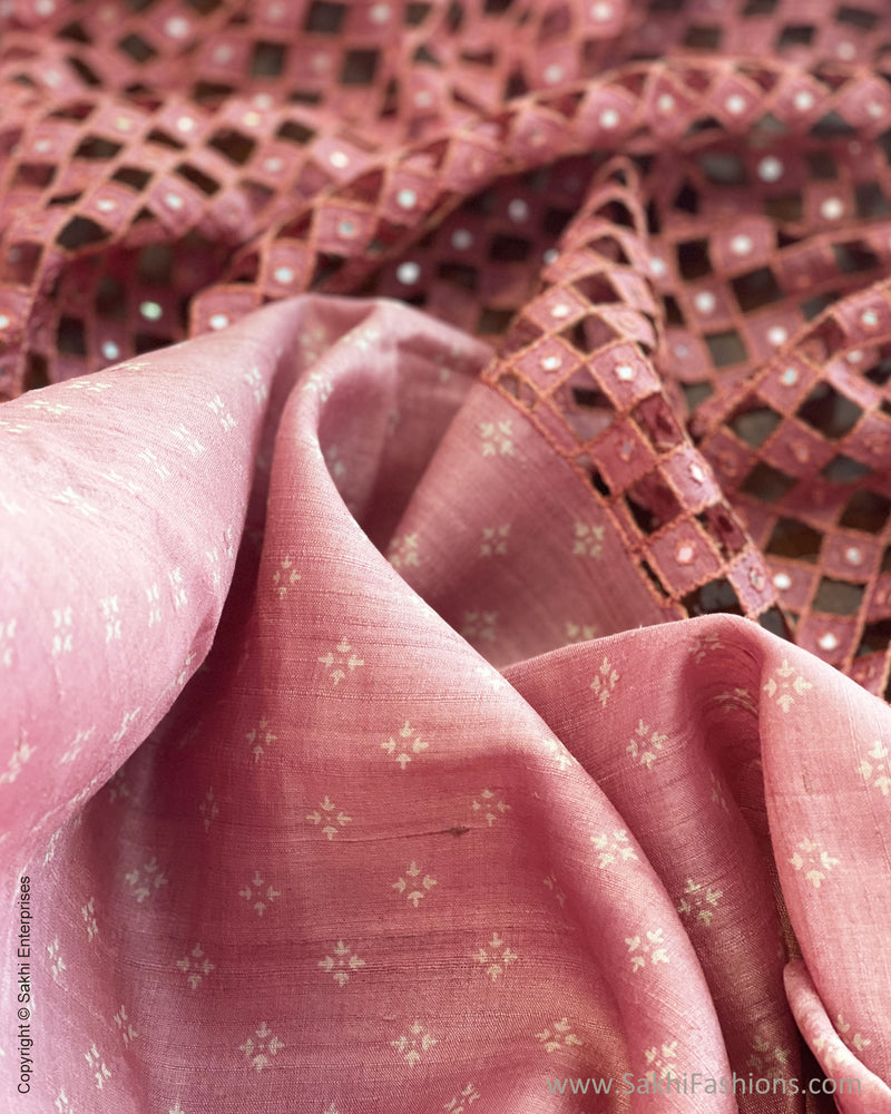 EE-V00971 Pink Tussar cutwork