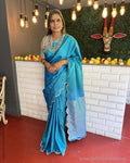 EE-V00849 Turq scallop Saree