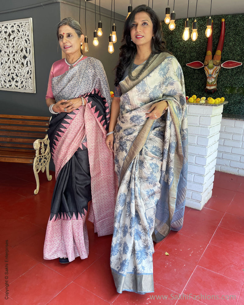 EE-V00989 Floral Tussar Sari