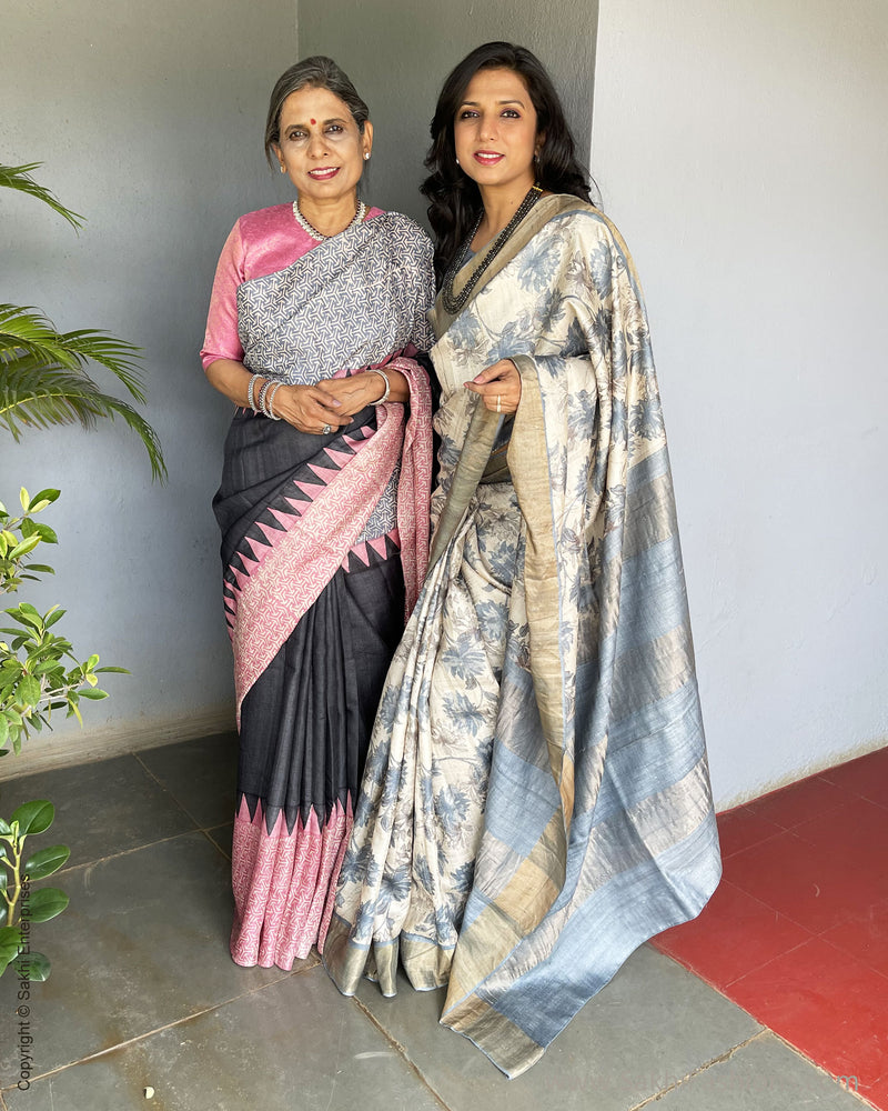 EE-V00989 Floral Tussar Sari