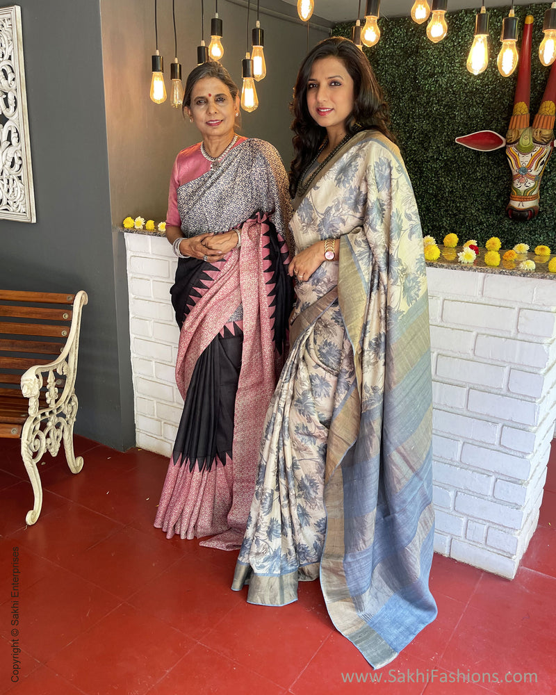 EE-V00989 Floral Tussar Sari