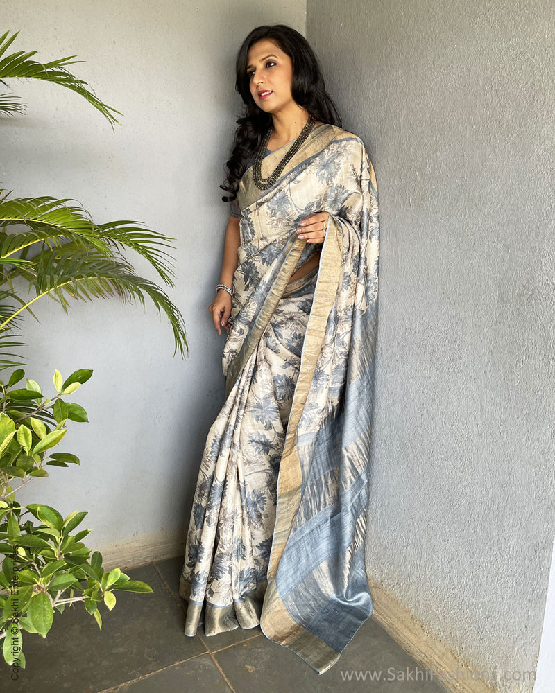 EE-V00989 Floral Tussar Sari