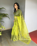 EE-V01611 Lime Organza Cutwork