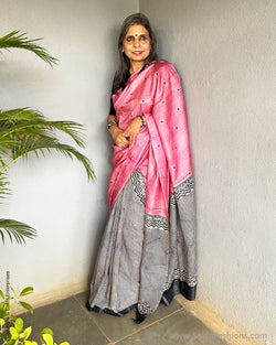 EE-V00972 Pink Tussar Sari
