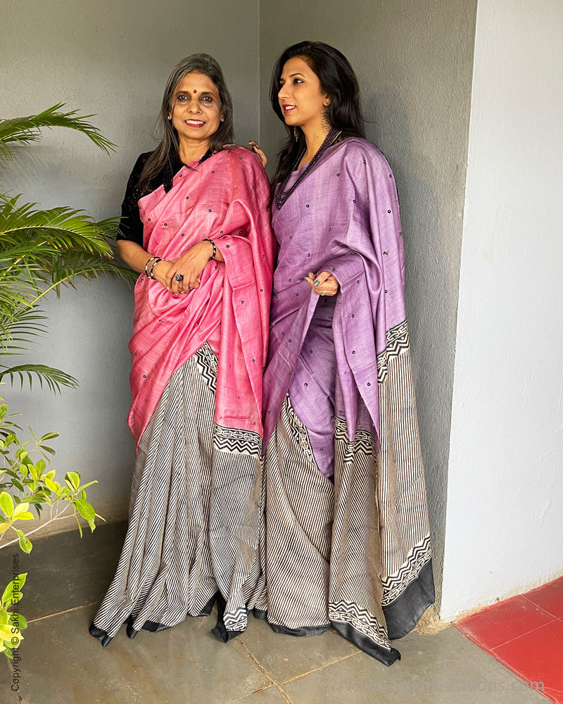 EE-V00972 Pink Tussar Sari