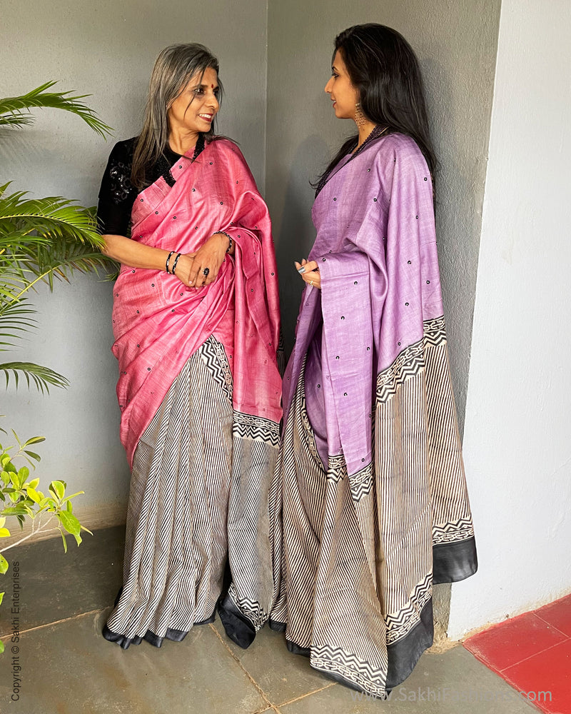 EE-V00972 Pink Tussar Sari