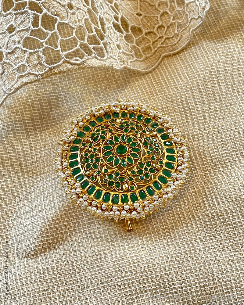 AJ-V01910 Green Pendant & Hair Acs