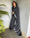 EE-V00878 Black Linen Sari