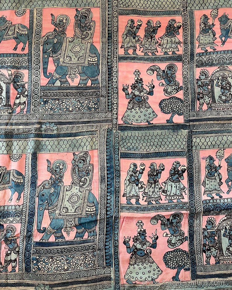 BL-V02538 Pink Silk Kalamkari