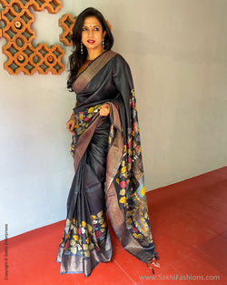 EE-S58808 Black Tussar Sari