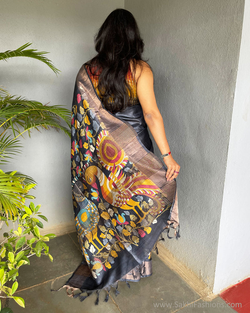 EE-S58808 Black Tussar Sari