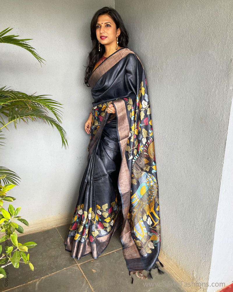 EE-S58808 Black Tussar Sari