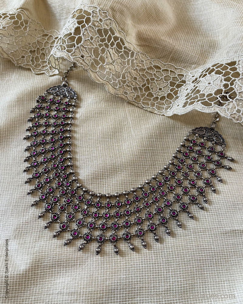 AS-V02726 Silver Ruby Necklace