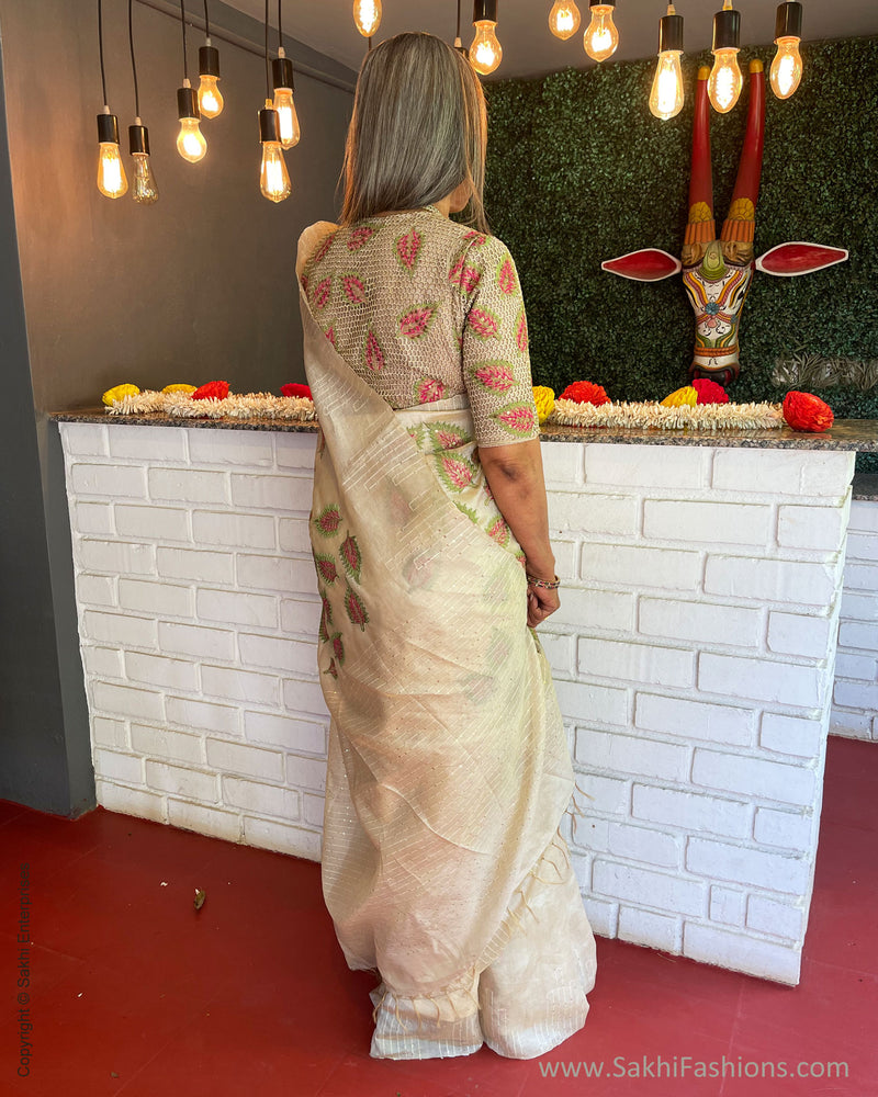 EE-V01360 Cream Tussar Applique