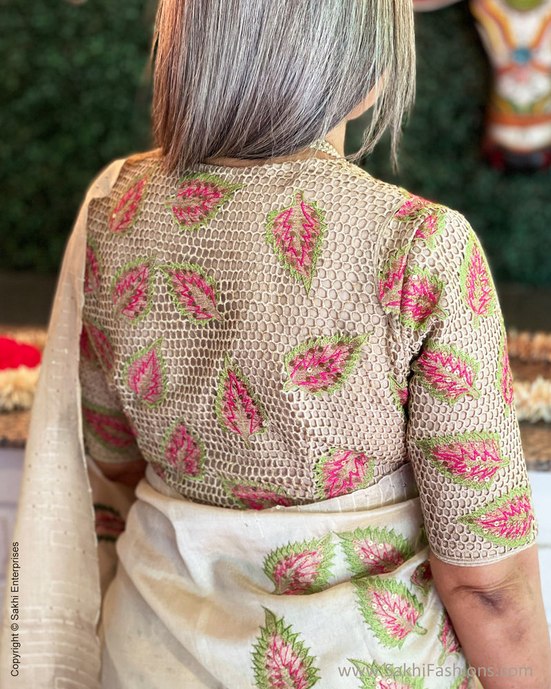 EE-V01360 Cream Tussar Applique