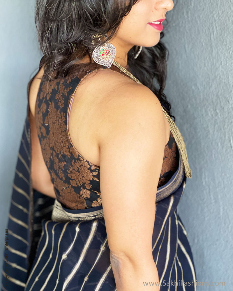 BL-S122701 Black Banarsi floral