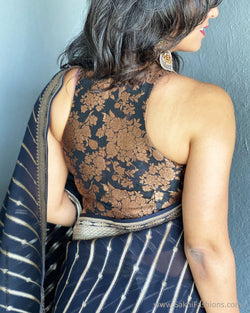 BL-S122701 Black Banarsi floral