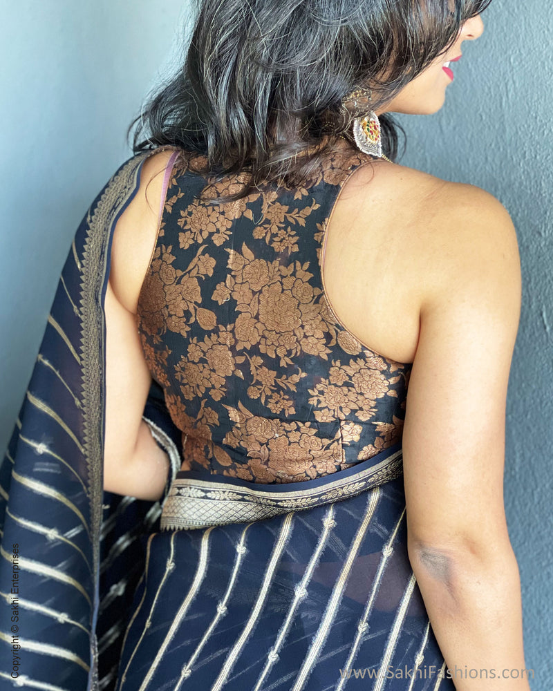 BL-S122701 Black Banarsi floral