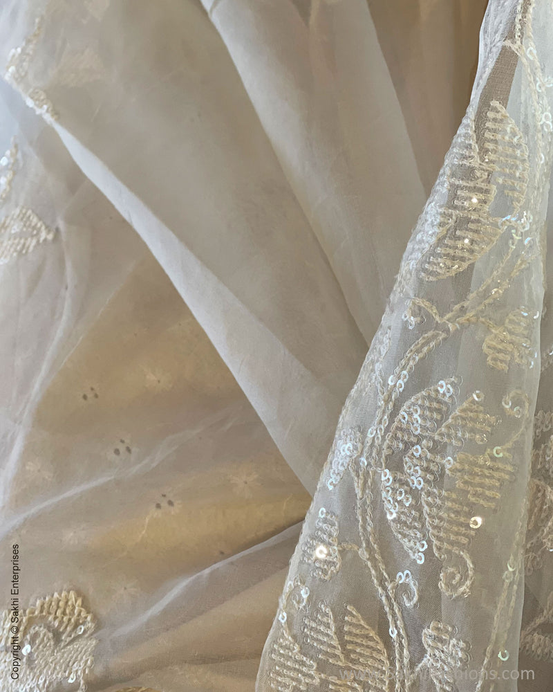 EE-V03555 White Organza sari