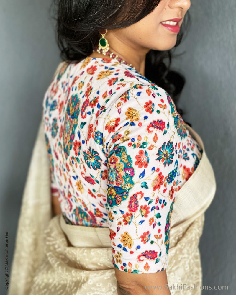 EE-V01109 Tussar Emb Sari