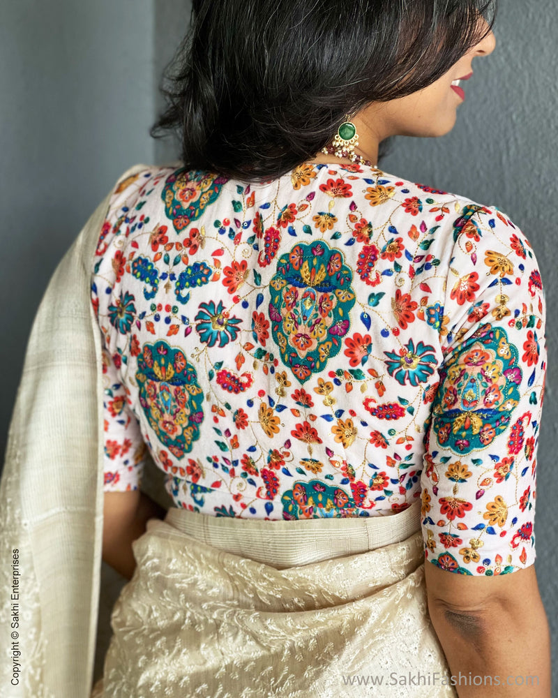 EE-V01109 Tussar Emb Sari