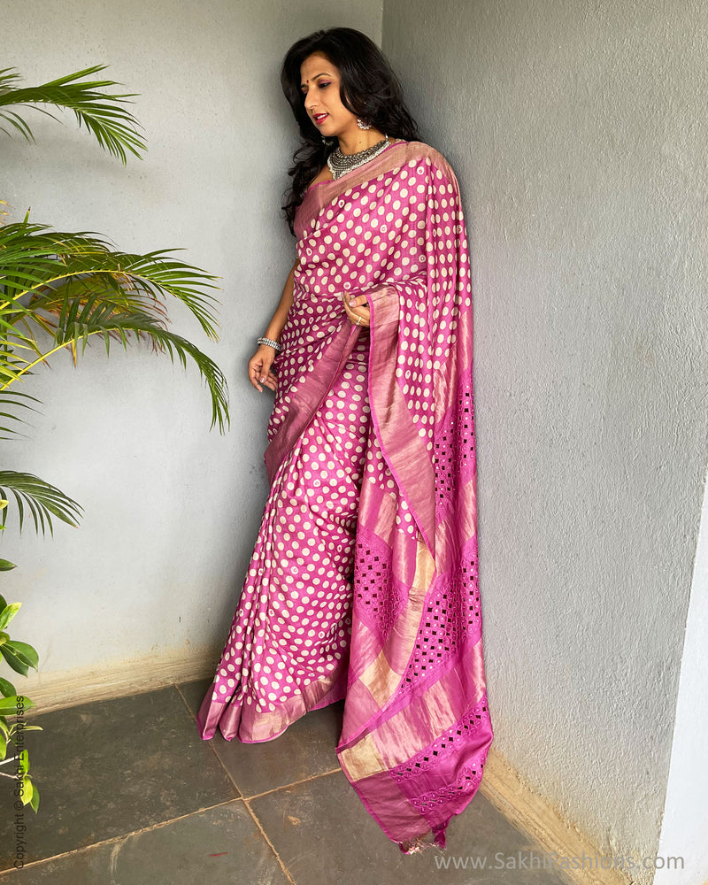 EE-V03298 Pink Tussar Sari