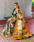 EE-V03300 Tussar Handpaint Kalam Sari