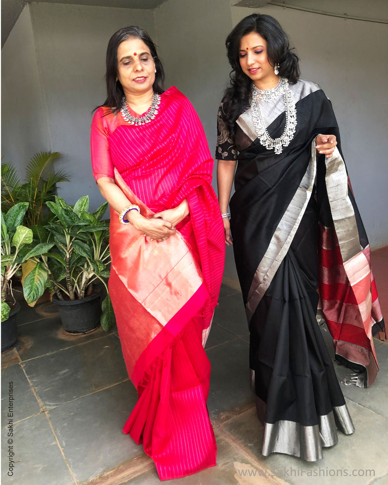 EE-S24115 Black Silver Saree