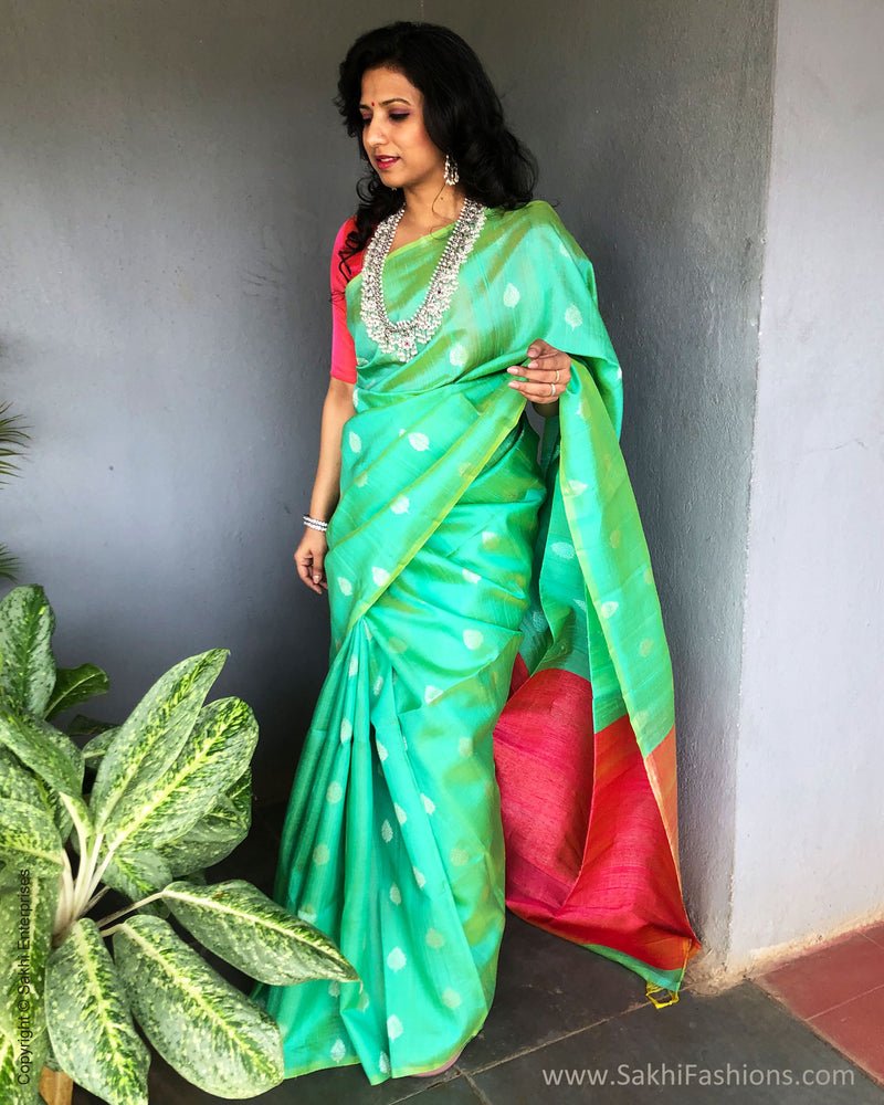 EE-S24109 Green Silk Sari