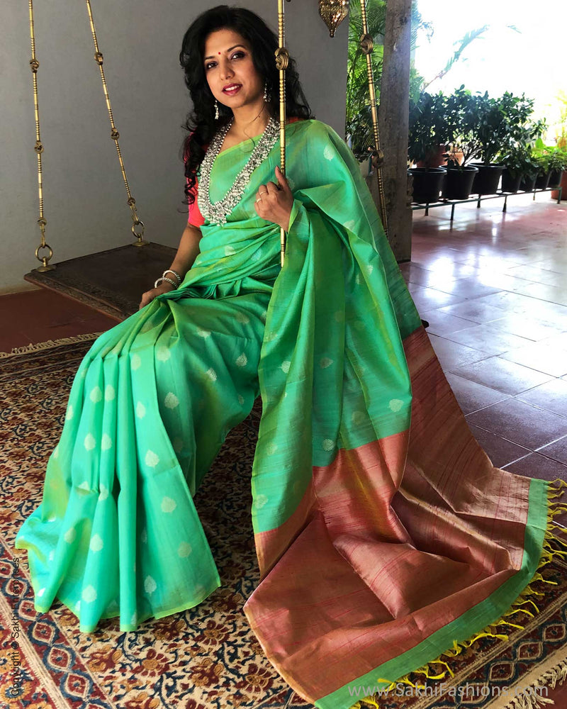 EE-S24109 Green Silk Sari