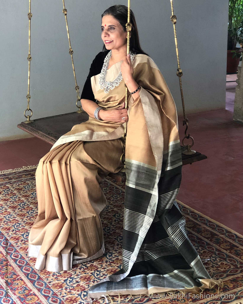 EE-S24114 Beige Silver Saree