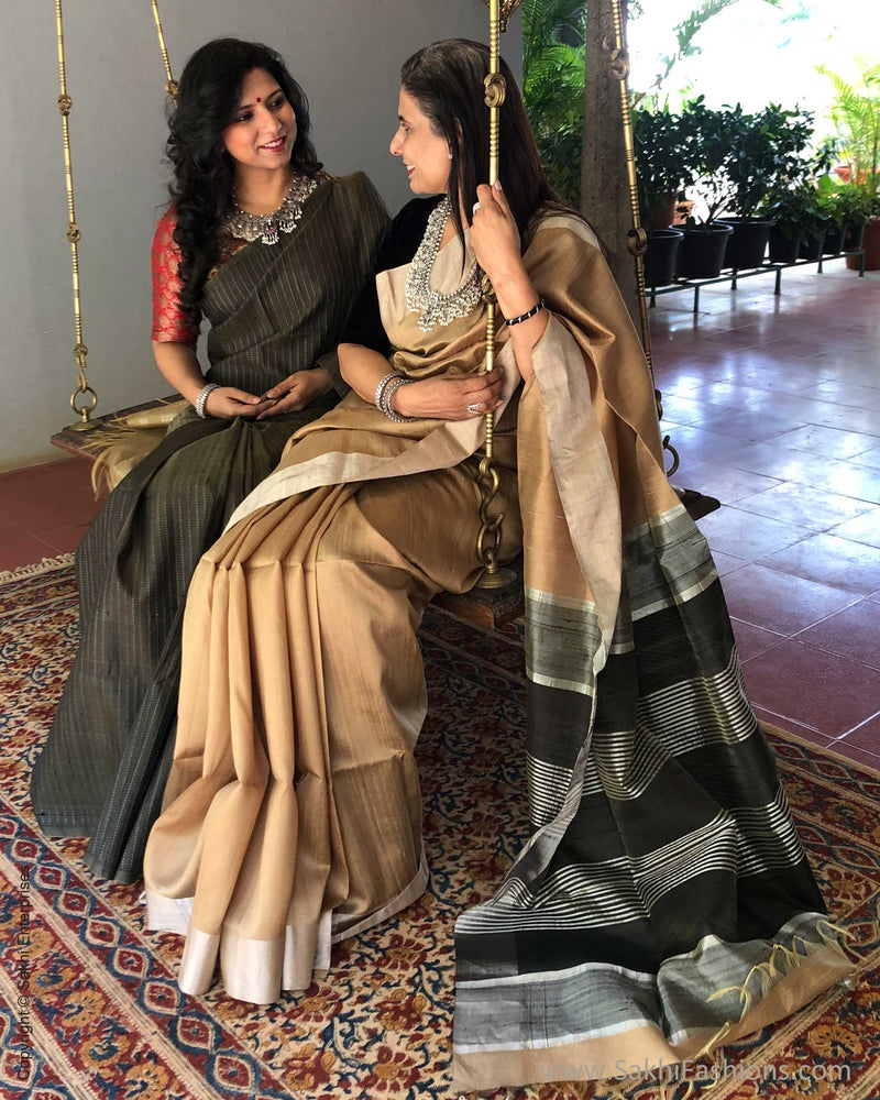 EE-S24114 Beige Silver Saree